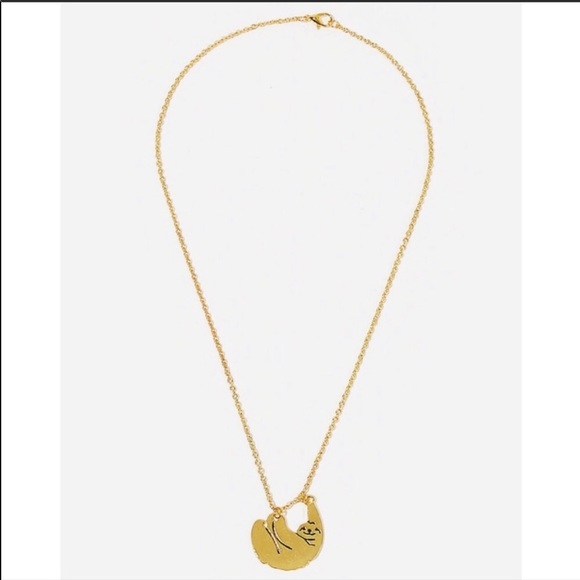 Gold Trendy Sloth Animal Short Necklace - Picture 2 of 4